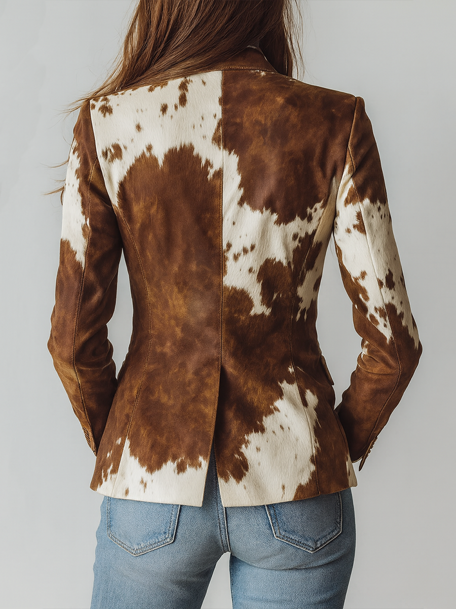 Agathe | Blazer Vintage Stampa Mucca Eco-Responsabile