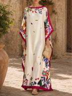 Ravello | Caftano maxi in satin stampato