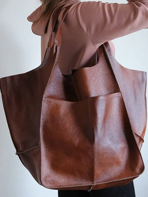 Borsa a spalla grande in morbida pelle di grande capacità