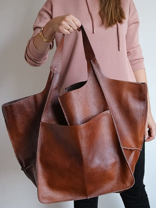Borsa a spalla grande in morbida pelle di grande capacità