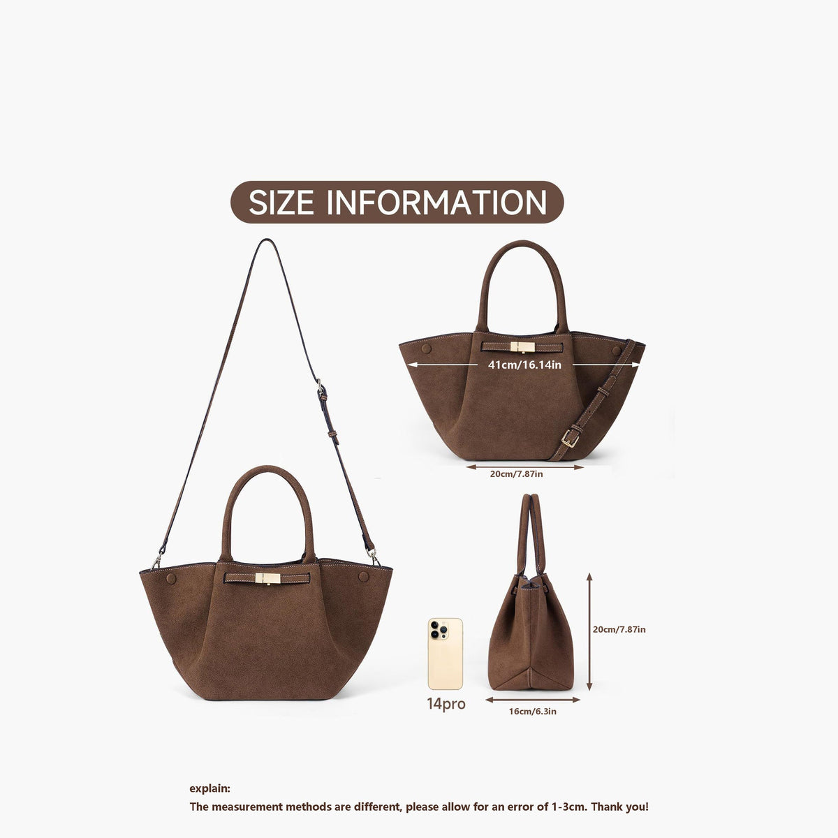 Borsa tote in faux suede vintage versatile
