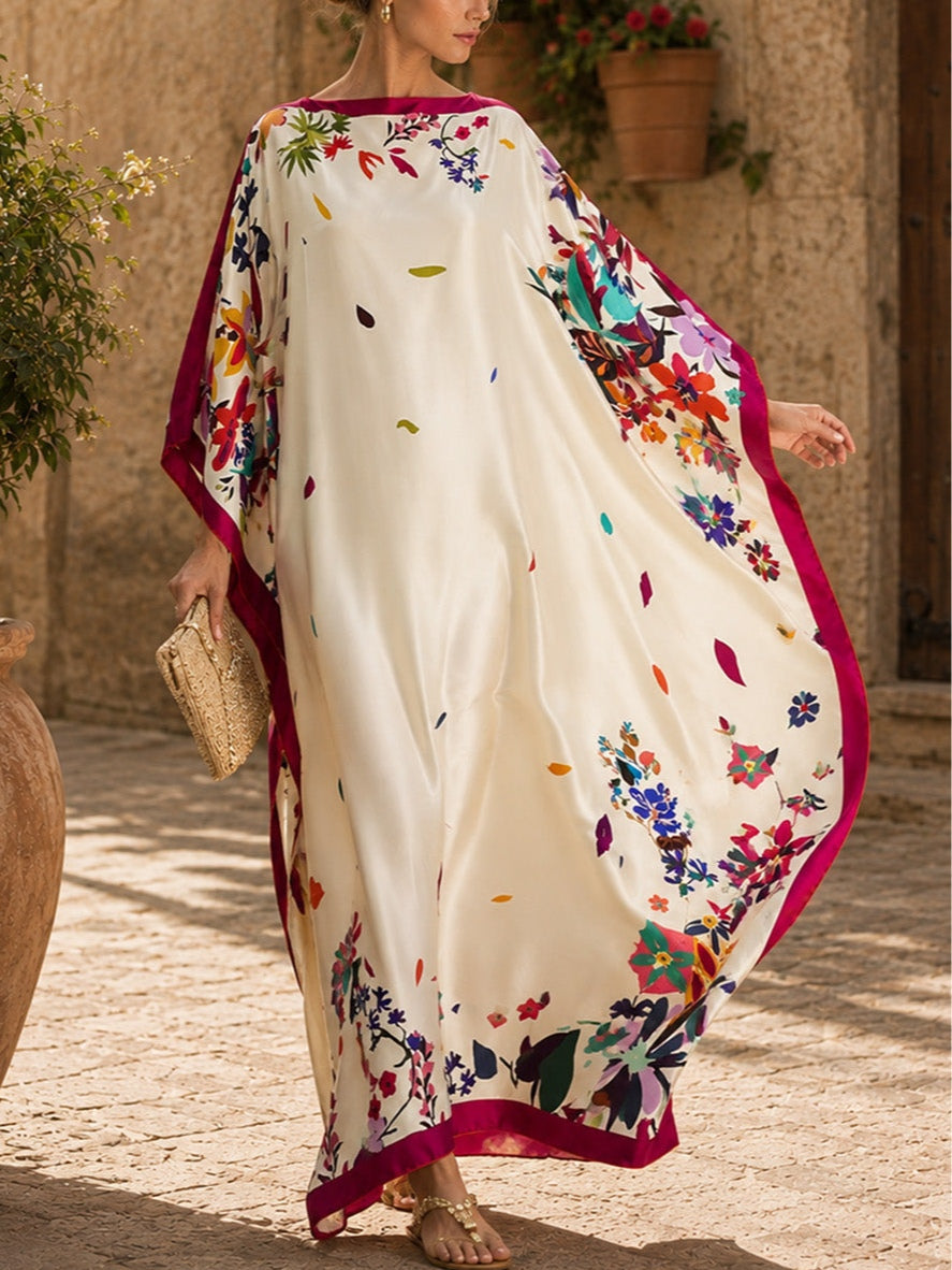 Ravello | Caftano maxi in satin stampato