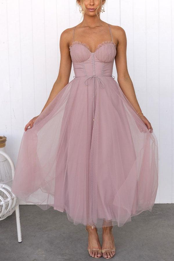 Abito Maxi da Festa con Bretelle in Chiffon per Principessa Moderna