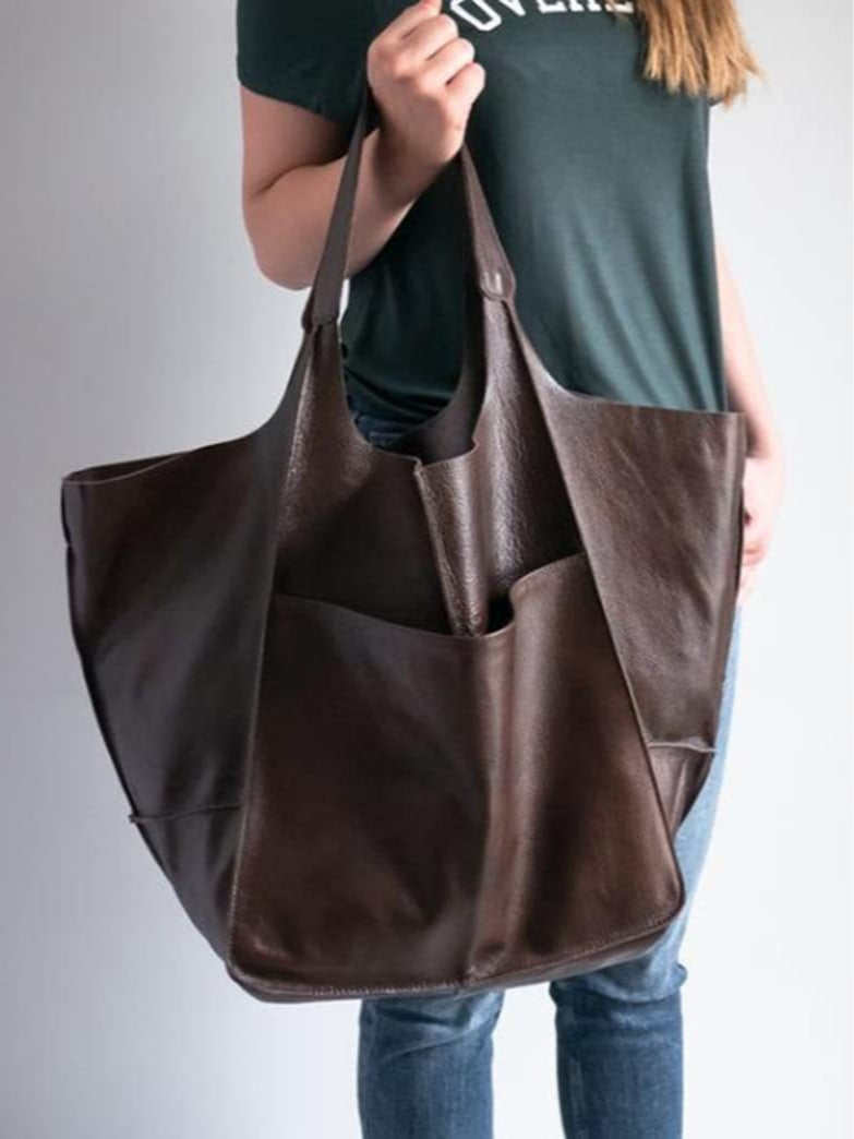 Borsa a spalla grande in morbida pelle di grande capacità