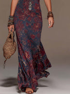 Abito Maxi Fishtail in Pizzo Retro con Scollo All'Americana