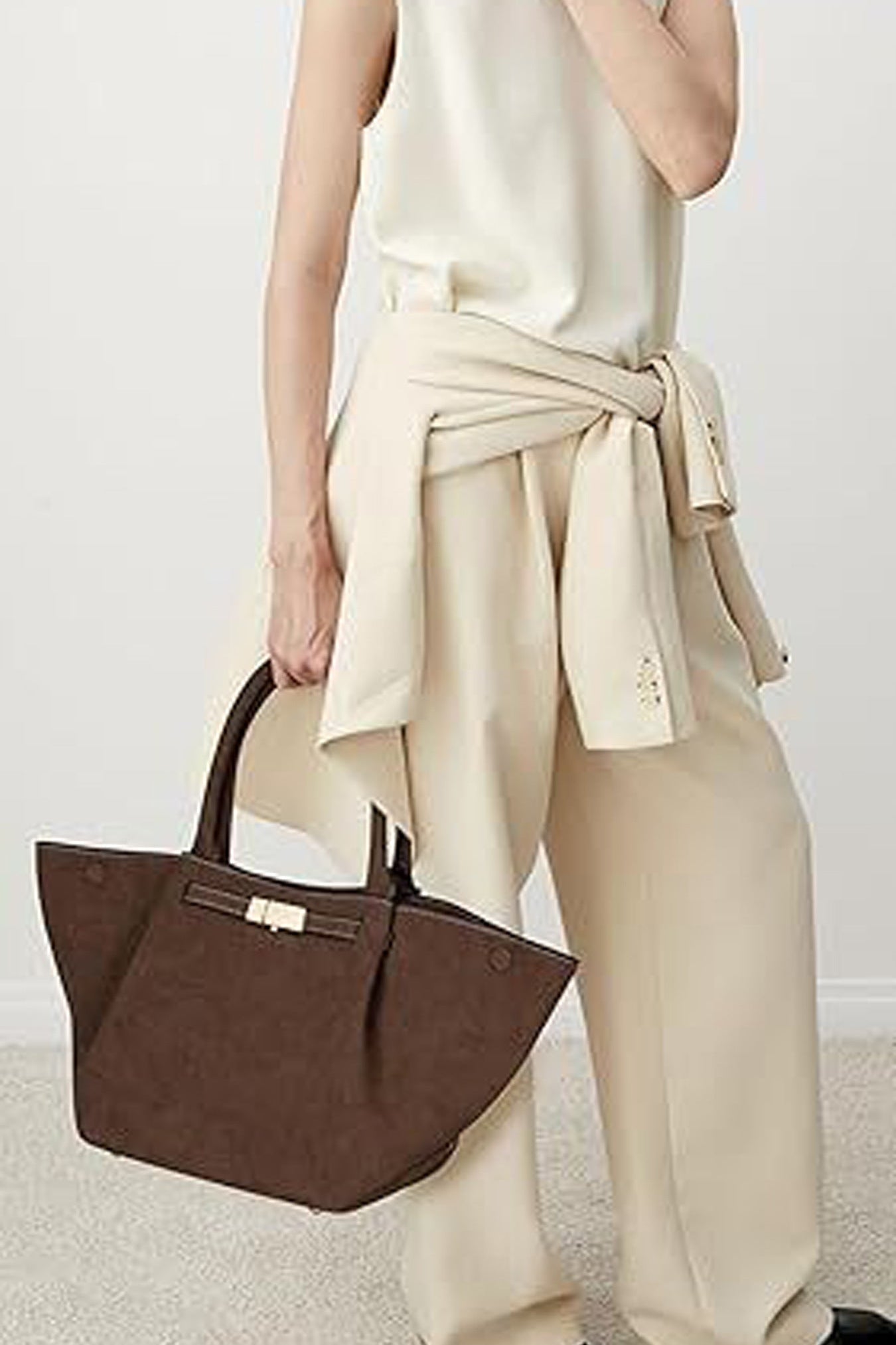 Borsa tote in faux suede vintage versatile