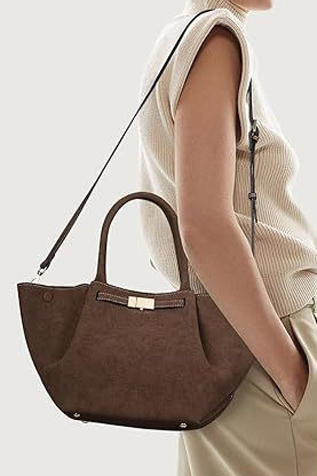 Borsa a spalla in ecopelle scamosciata vintage versatile