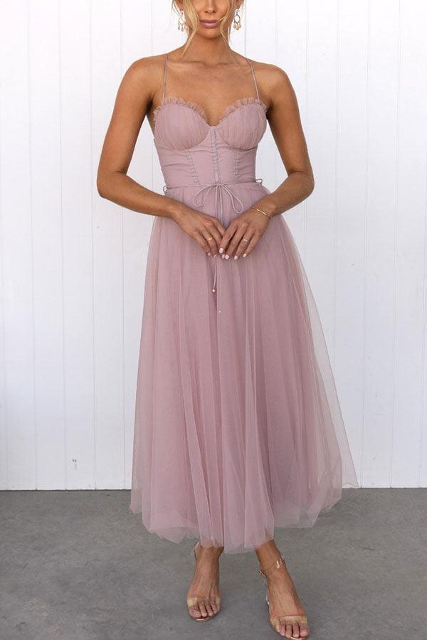 Abito Maxi da Festa con Bretelle in Chiffon per Principessa Moderna