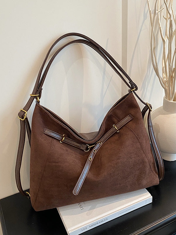 Borsa a tracolla multifunzionale in suede di alta gamma vintage
