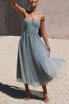 Abito Maxi da Festa con Bretelle in Chiffon per Principessa Moderna