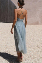 Abito Maxi da Festa con Bretelle in Chiffon per Principessa Moderna