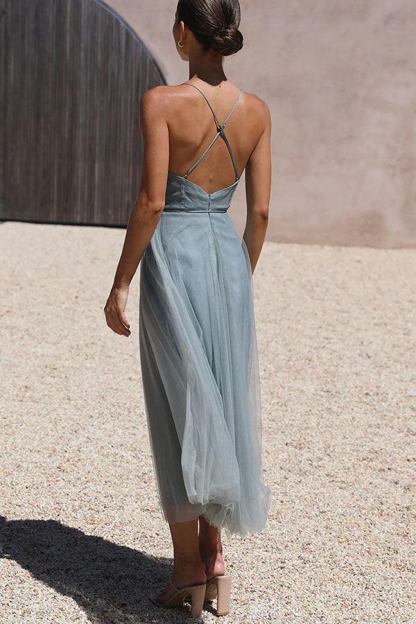 Abito Maxi da Festa con Bretelle in Chiffon per Principessa Moderna