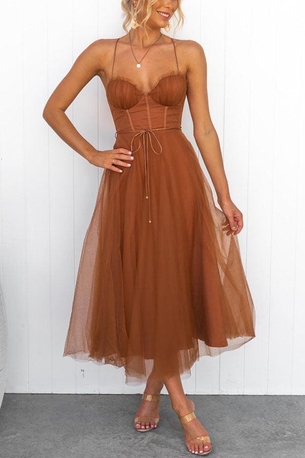 Abito Maxi da Festa con Bretelle in Chiffon per Principessa Moderna