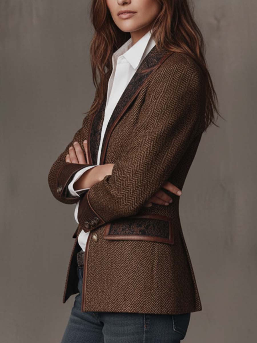 Gisèle | Blazer con Inserti a Zigzag Stampati