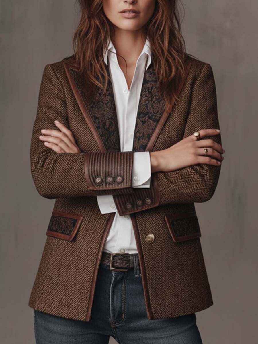 Gisèle | Blazer con Inserti a Zigzag Stampati