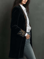 Léontine | Blazer Slim Fit Stampato Barocco Nero