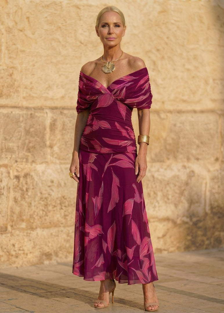 Celeste | Abito Elegante con Foglie