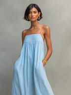 Ari | Vestito Blu con Spalline Sottili e Tasche
