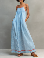 Ari | Vestito Blu con Spalline Sottili e Tasche