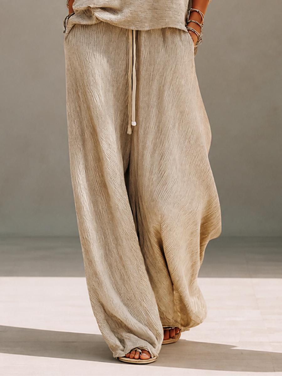 Amelie | Set Pullover Collo Barca e Pantalone Gamba Larga