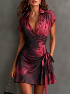 Ornella | Abito Mini Wrap con Stampa Astratta