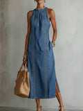 Julia™ | Abito in denim con pizzo retrò