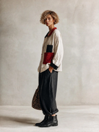 Lidia | Completo Camicia Color Block e Pantaloni Ampi, Nero