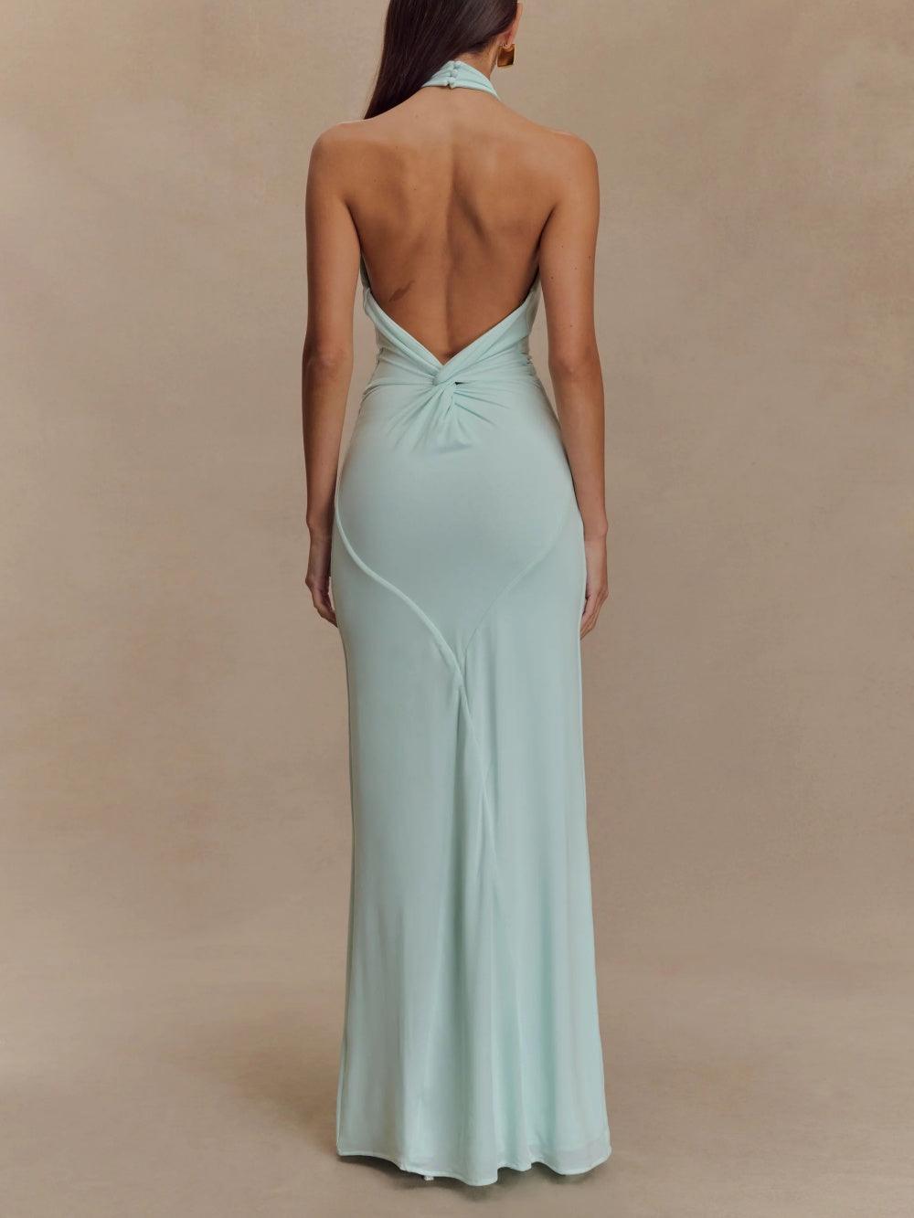 Abito Maxi Slinky Halter - Laguna
