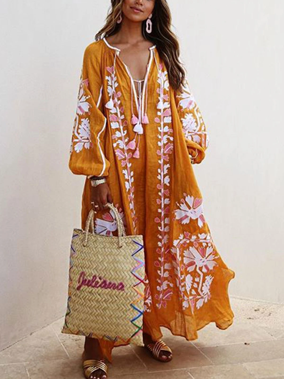 Abito Maxi Stampato Boho Oversize