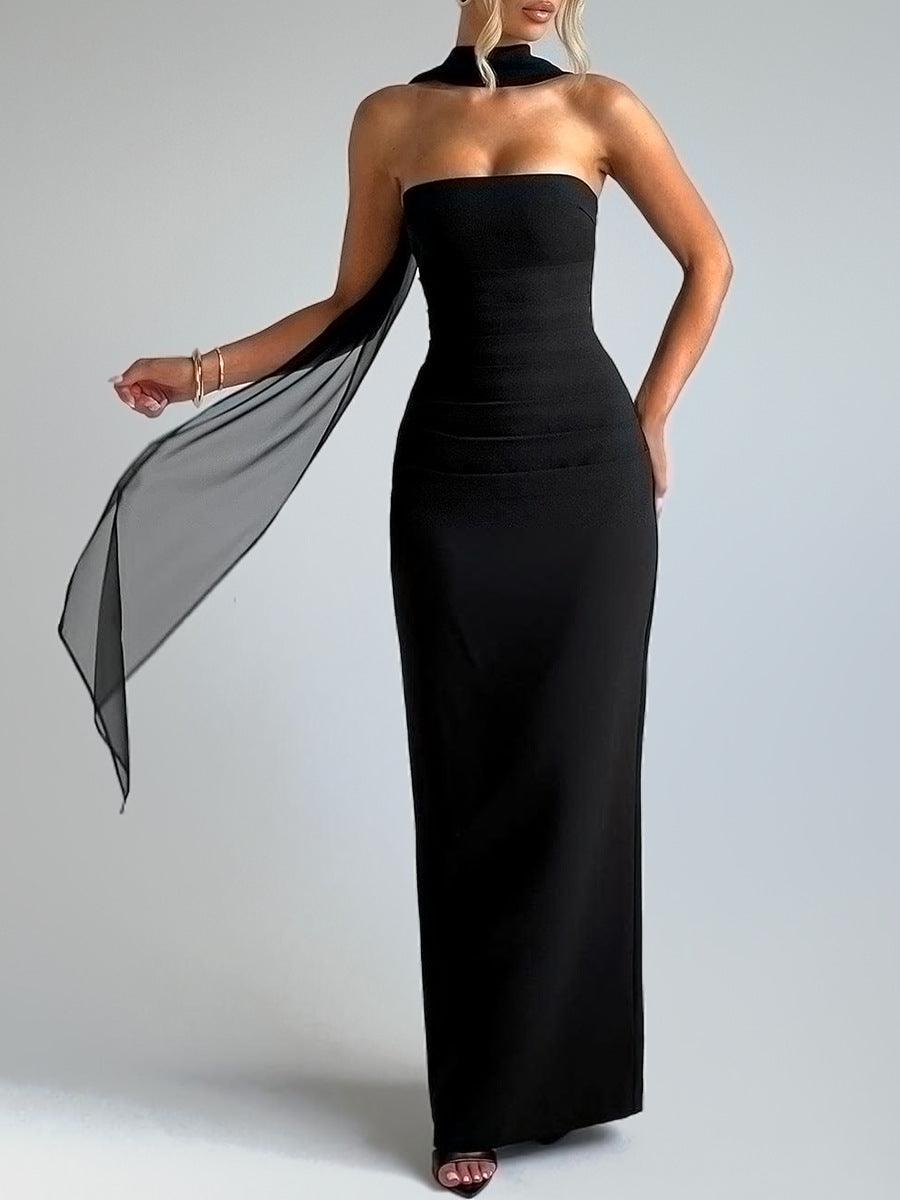 Abito Maxi-top Nero con Vita Raccoglibile