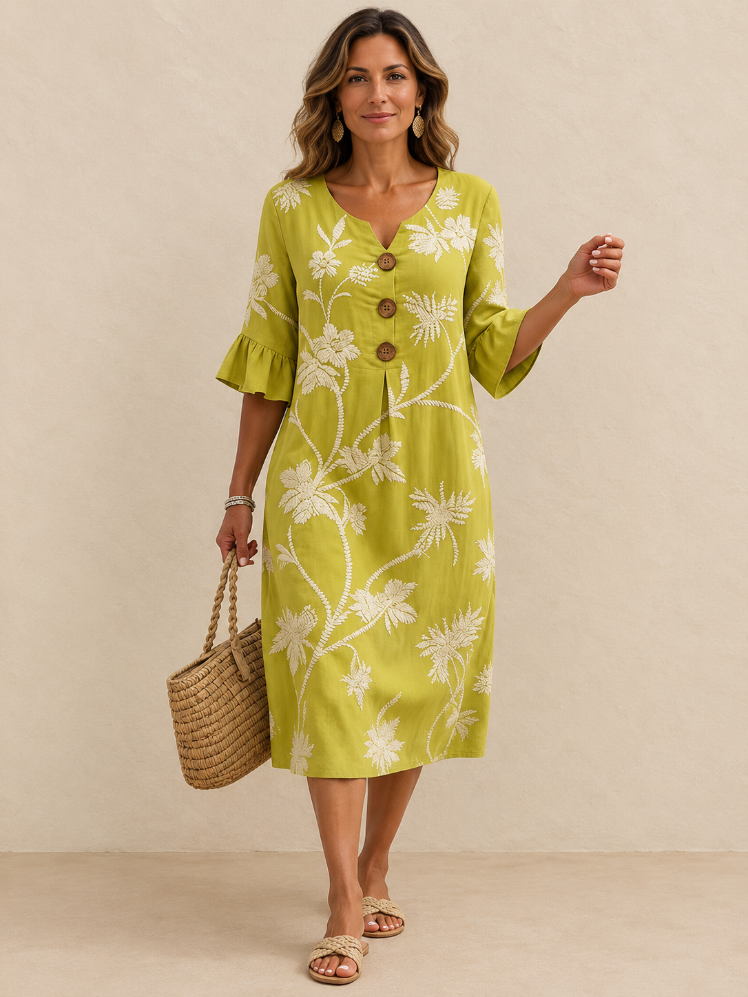 Fiorenza | Abito midi con ricamo floreale
