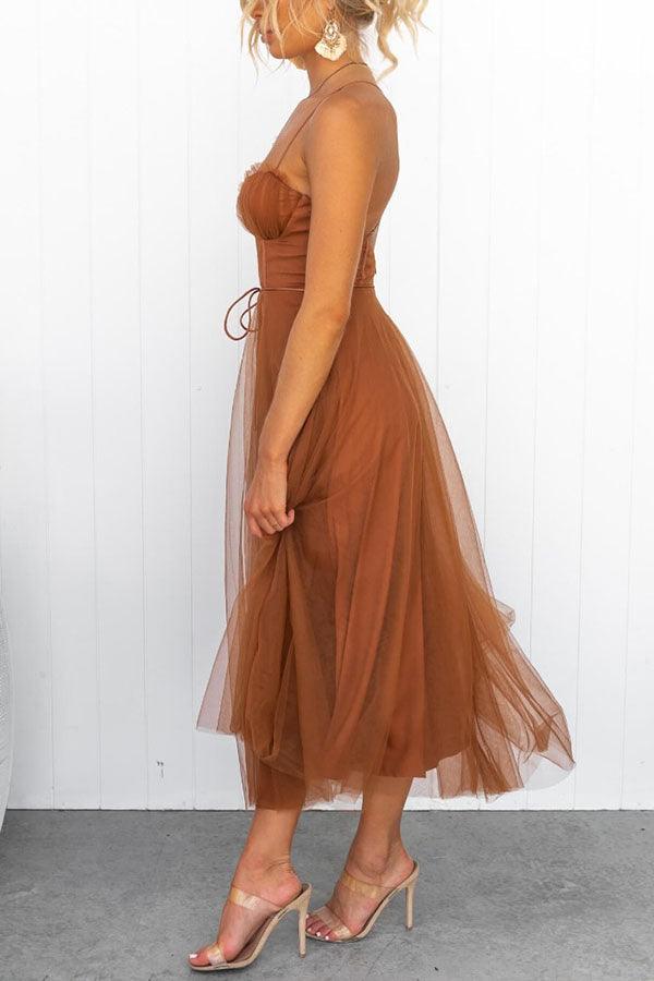 Abito Maxi da Festa con Bretelle in Chiffon per Principessa Moderna