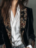 Léontine | Blazer Slim Fit Stampato Barocco Nero