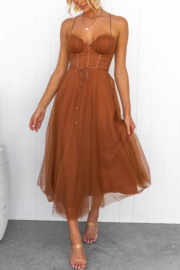 Abito Maxi da Festa con Bretelle in Chiffon per Principessa Moderna