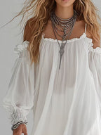 Abito Mini Fluttuante in Stile Bohemien Senza Spalline