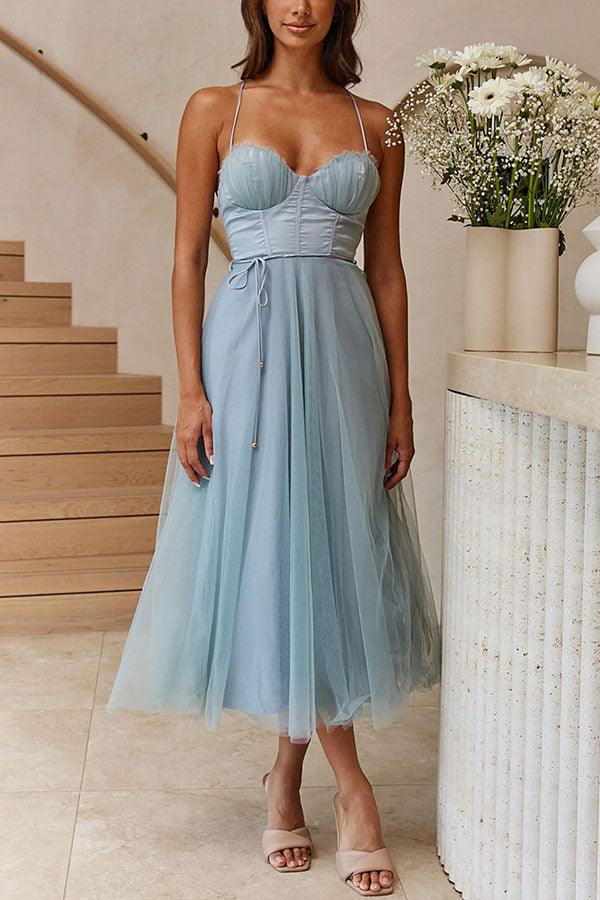 Abito Maxi da Festa con Bretelle in Chiffon per Principessa Moderna