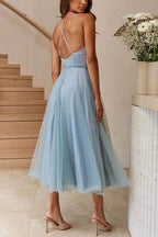 Abito Maxi da Festa con Bretelle in Chiffon per Principessa Moderna