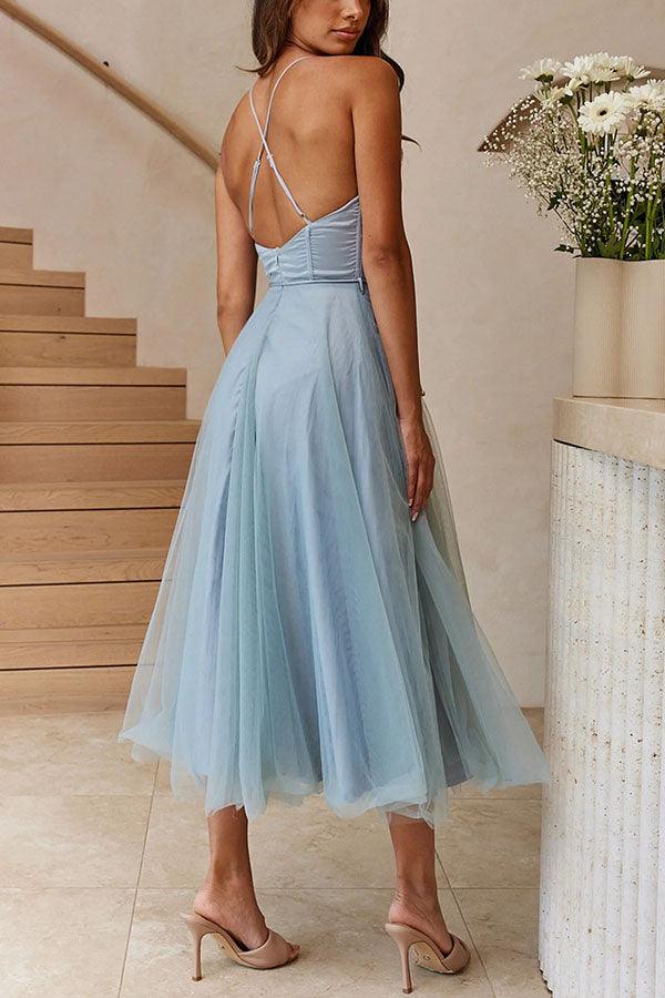 Abito Maxi da Festa con Bretelle in Chiffon per Principessa Moderna