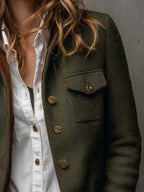 Honorine | Blazer Vintage a Chevron con Bordature a Contrasto