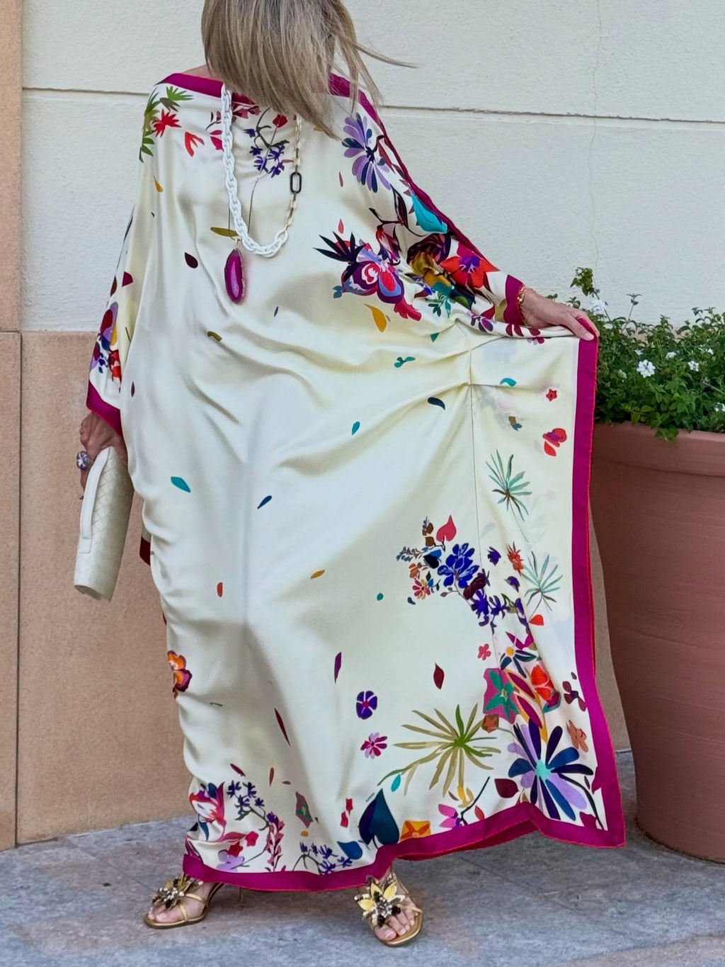 Ravello | Caftano maxi in satin stampato