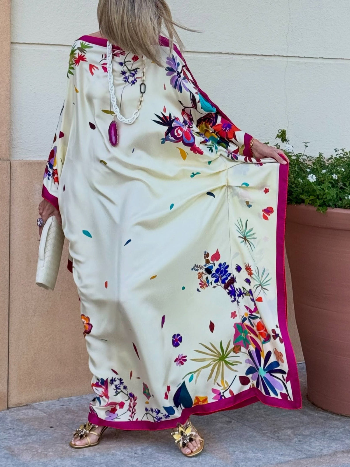 Ravello | Caftano maxi in satin stampato