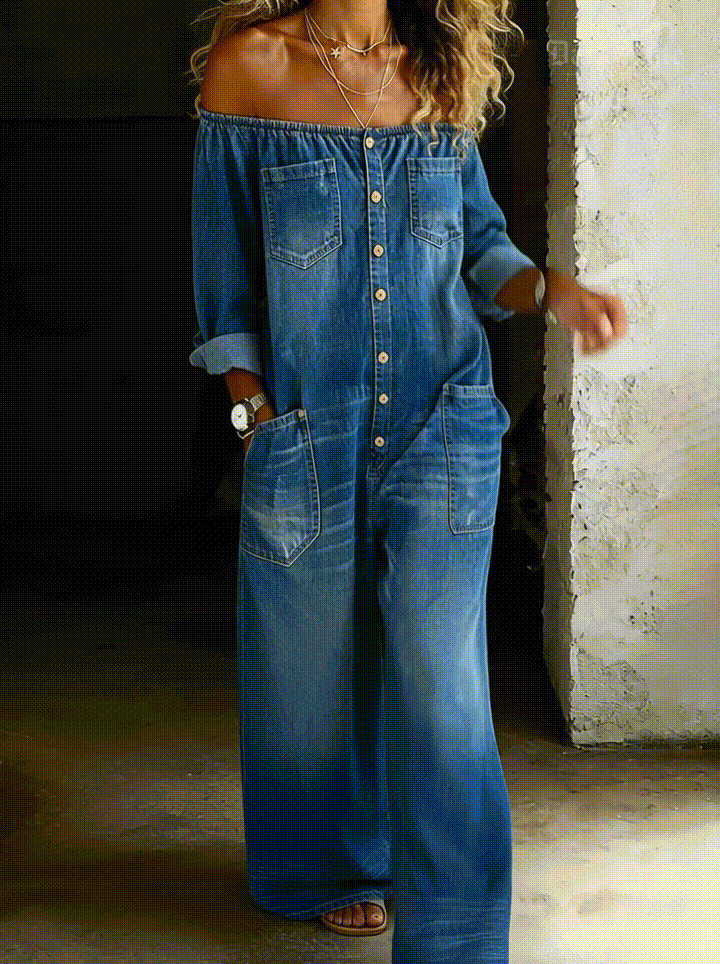 Elena™ | Combinazione denim spalle scoperte