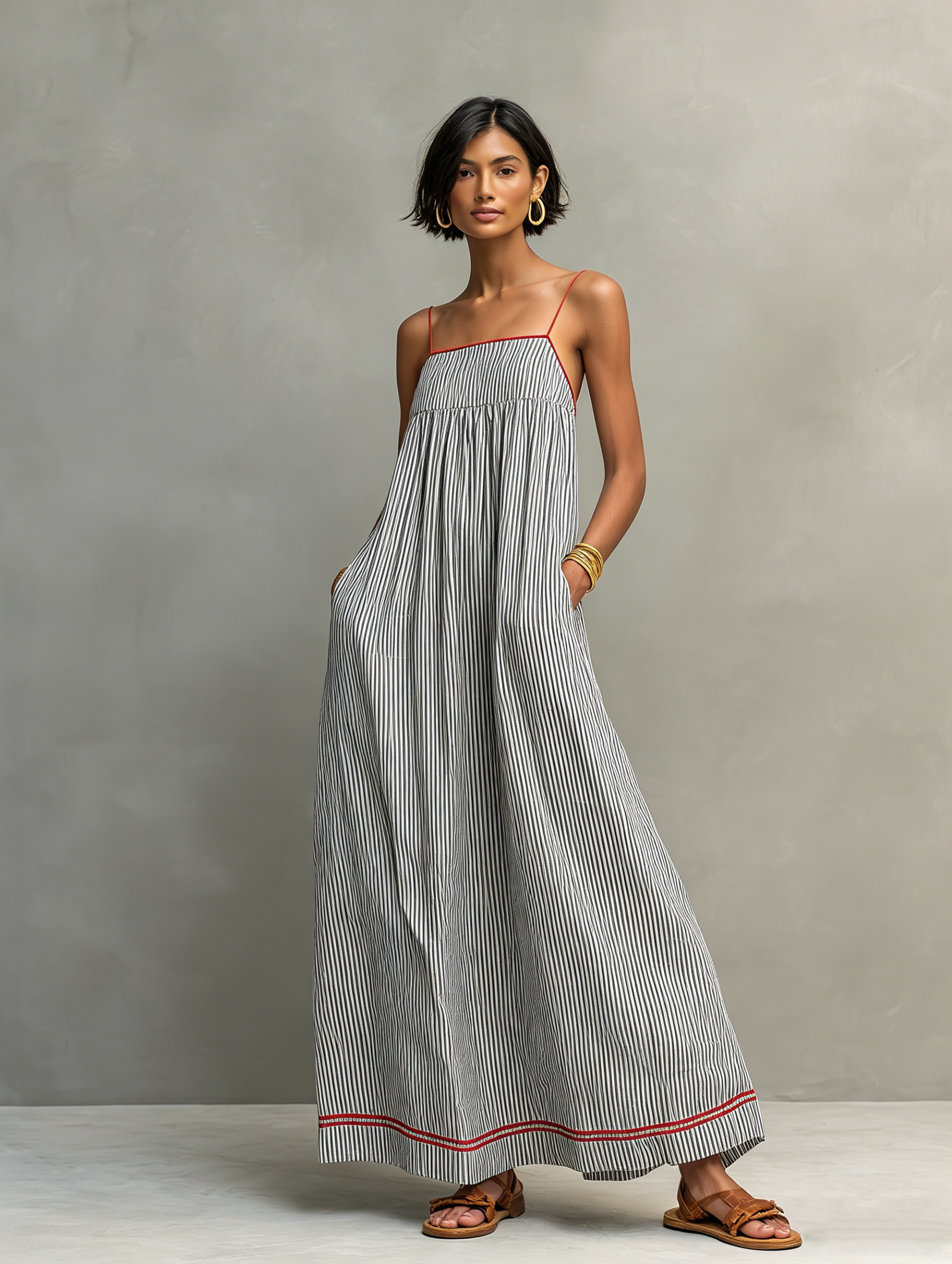 Ari | Vestito Blu con Spalline Sottili e Tasche