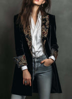 Léontine | Blazer Slim Fit Stampato Barocco Nero