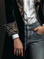 Léontine | Blazer Slim Fit Stampato Barocco Nero