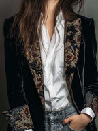 Léontine | Blazer Slim Fit Stampato Barocco Nero