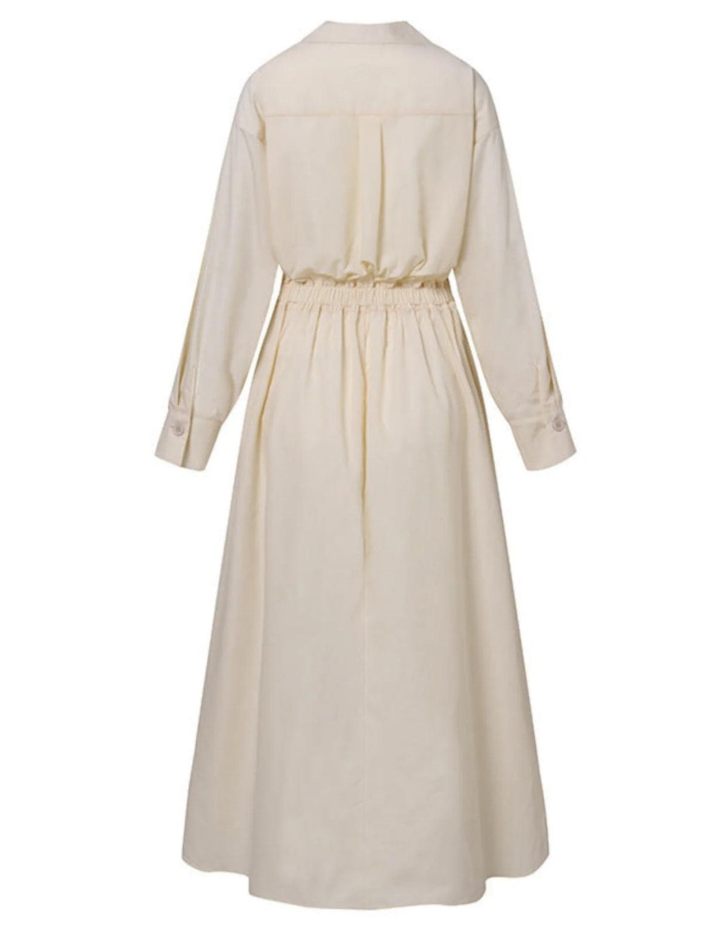 Abito Midi Elegante con Colletto a Revers e Bottoni