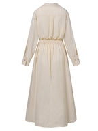 Abito Midi Elegante con Colletto a Revers e Bottoni