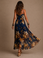Persefone | Vestito lungo in chiffon floreale