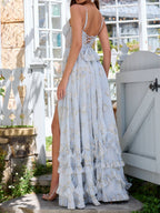 Abito Maxi Con Balze Floreale